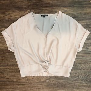 Crop Top Tapered w/ Cuffed Sleeves and Twist detail